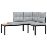 Garden Bench Set with Cushions 4 pcs Black Powder-coated Steel - Top-Down View