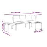 Garden Bench Set with Cushions 3 pcs Black Powder-coated Steel