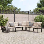 Garden Bench Set with Cushions 4 pcs Black Powder-coated Steel