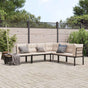 Garden Bench Set with Cushions 4 pcs Black Powder-coated Steel