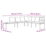 Garden Bench Set with Cushions 4 pcs Black Powder-coated Steel - Close-Up Angle