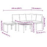 Garden Bench Set with Cushions 4 pcs Black Powder-coated Steel - Extra Image