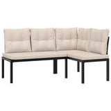 7 Piece Garden Sofa Set with Cushions Black Powder-coated Steel - Top-Down View