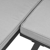 7 Piece Garden Sofa Set with Cushions Black Powder-coated Steel - Low Angle