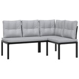 6 Piece Garden Sofa Set with Cushions Black Powder-coated Steel - Top-Down View