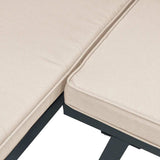 4 Piece Garden Sofa Set with Cushions Black Powder-coated Steel - Close-Up Angle
