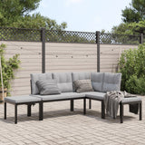 4 Piece Garden Sofa Set with Cushions Black Powder-coated Steel