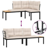 4 Piece Garden Sofa Set with Cushions Black Powder-coated Steel - 45-Degree Angle