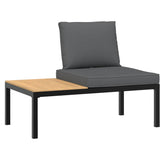 3 Piece Garden Sofa Set with Cushions Black Aluminium - 45-Degree Angle