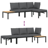 3 Piece Garden Sofa Set with Cushions Black Aluminium - Rear View