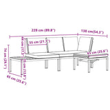 3 Piece Garden Sofa Set with Cushions Black Aluminium - Extra Image
