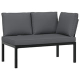 5 Piece Garden Sofa Set with Cushions Black Aluminium - Side View