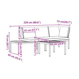 3 Piece Garden Sofa Set with Cushions Black Aluminium