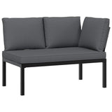 2 Piece Garden Sofa Set with Cushions Black Aluminium - Side View