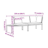 2 Piece Garden Sofa Set with Cushions Black Aluminium - Low Angle