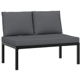 3 Piece Garden Sofa Set with Cushions Black Aluminium - 45-Degree Angle
