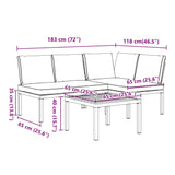 3 Piece Garden Sofa Set with Cushions Black Aluminium - Low Angle