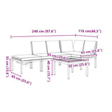 4 Piece Garden Sofa Set with Cushions Black Aluminium