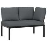 3 Piece Garden Sofa Set with Cushions Black Aluminium - Side View