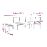 3 Piece Garden Sofa Set with Cushions Black Aluminium - Extra Image