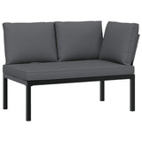 7 Piece Garden Sofa Set with Cushions Black Aluminium - Side View