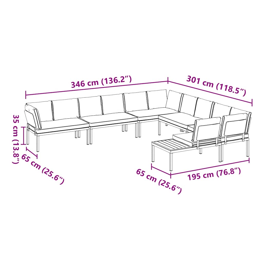6 Piece Garden Sofa Set with Cushions Black Aluminium