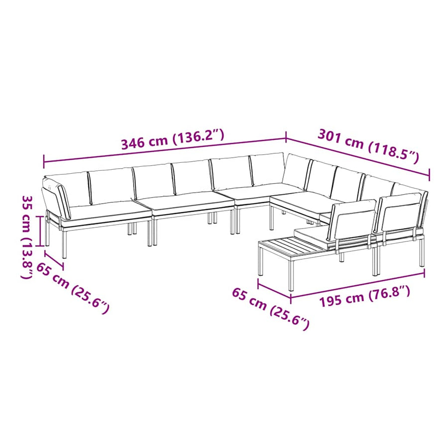 6 Piece Garden Sofa Set with Cushions Black Aluminium
