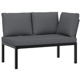 5 Piece Garden Sofa Set with Cushions Black Aluminium - Side View