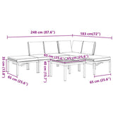 5 Piece Garden Sofa Set with Cushions Black Aluminium