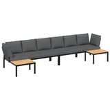 4 Piece Garden Sofa Set with Cushions Black Aluminium - Front View