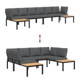 4 Piece Garden Sofa Set with Cushions Black Aluminium - 45-Degree Angle