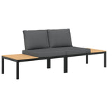 2 Piece Garden Sofa Set with Cushions Black Aluminium - Front View