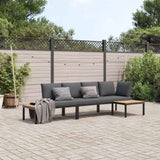 3 Piece Garden Sofa Set with Cushions Black Aluminium