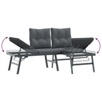 3 Piece Garden Bench Set with Cushions Black