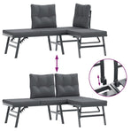3 Piece Garden Bench Set with Cushions Black