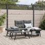 3 Piece Garden Bench Set with Cushions Black