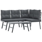3 Piece Garden Bench Set with Cushions Black