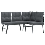 3 Piece Garden Bench Set with Cushions Black