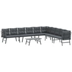 5 Piece Garden Bench Set with Cushions Black