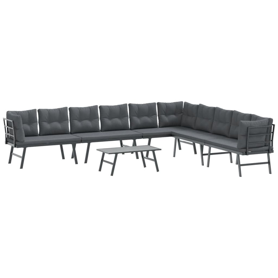 5 Piece Garden Bench Set with Cushions Black