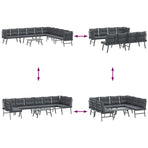 5 Piece Garden Bench Set with Cushions Black