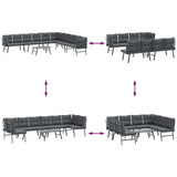 5 Piece Garden Bench Set with Cushions Black Powder-coated Steel - 45-Degree Angle