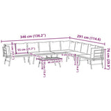 5 Piece Garden Bench Set with Cushions Black Powder-coated Steel