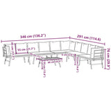 5 Piece Garden Bench Set with Cushions Black Powder-coated Steel - Extra Image