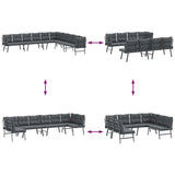 4 Piece Garden Benches with Cushions Black Powder-coated Steel - 45-Degree Angle