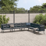 4 Piece Garden Benches with Cushions Black Powder-coated Steel