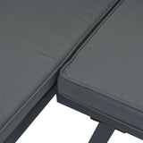 5 Piece Garden Bench Set with Cushions Black Powder-coated Steel - Extra Image
