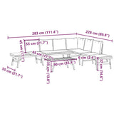 5 Piece Garden Bench Set with Cushions Black Powder-coated Steel