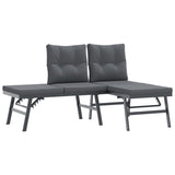 4 Piece Garden Benches with Cushions Black Powder-coated Steel - Top-Down View