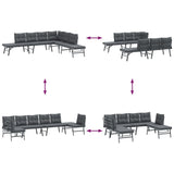 4 Piece Garden Benches with Cushions Black Powder-coated Steel - Low Angle